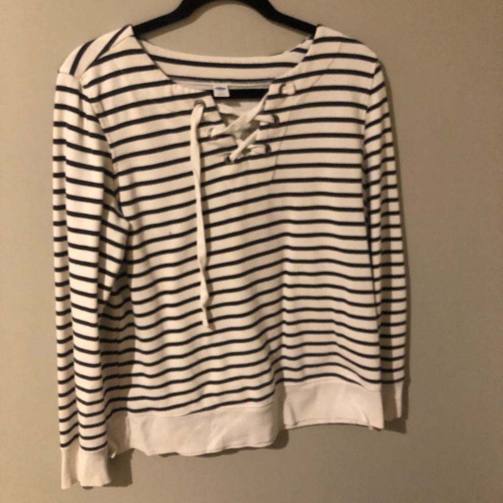 White black striped sweater